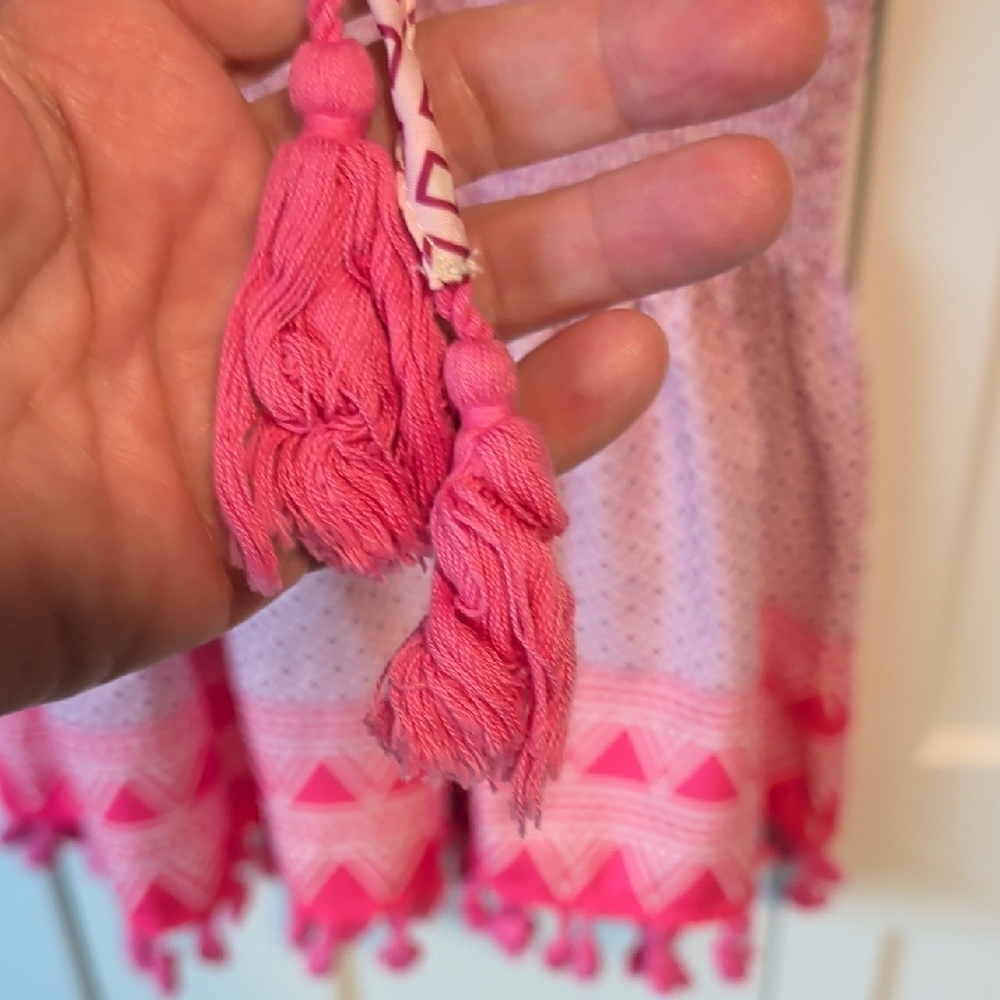 Pink Patterned Cover Up with Tassels - Picture 6 of 6